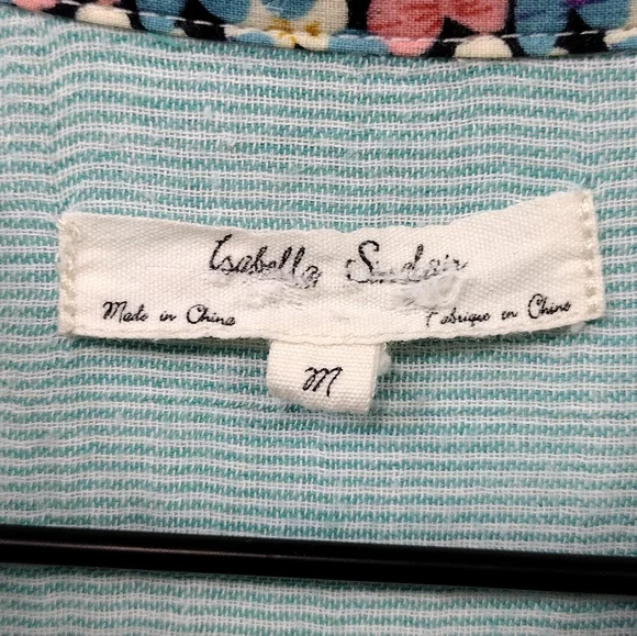 Isabella Sinclair Popover Shirt Womens M Green  Boho Retro 90s Y2K Casual Comfy - Picture 9 of 11